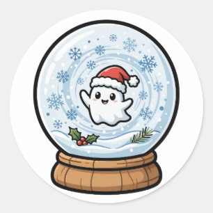 Sticker Rond Boule à neige fantôme