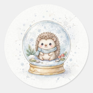Sticker Rond Boule à neige Noël Hérisson