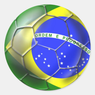 Sticker Rond Boule brésilienne de drapeau du football de samba