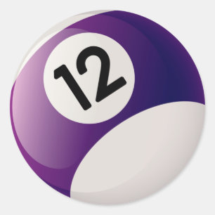 STICKER ROND BOULE DE BILLARDS DU NUMÉRO DOUZE