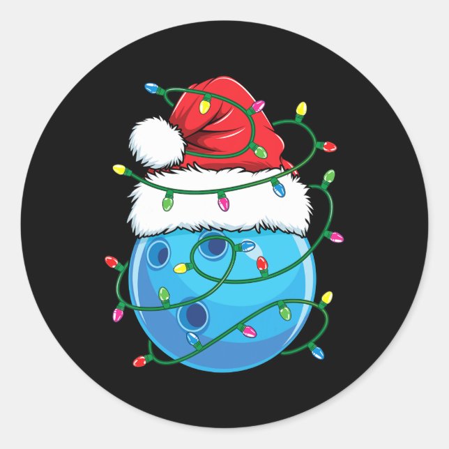 Sticker Rond Boule de bowling avec Santa Hat Hommes garçons Noë (Devant)