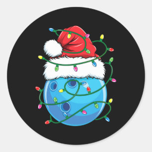 Sticker Rond Boule de bowling avec Santa Hat Hommes garçons Noë