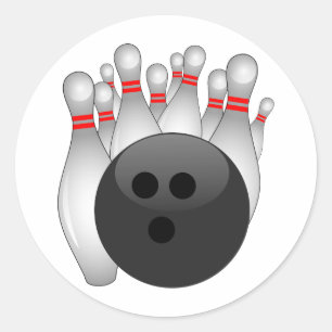 Sticker Rond Boule De Bowling Et Dix Pins
