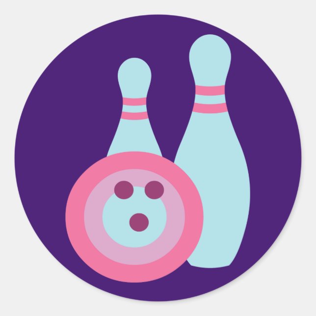 Sticker Rond Boule de Bowling et Pins (Devant)