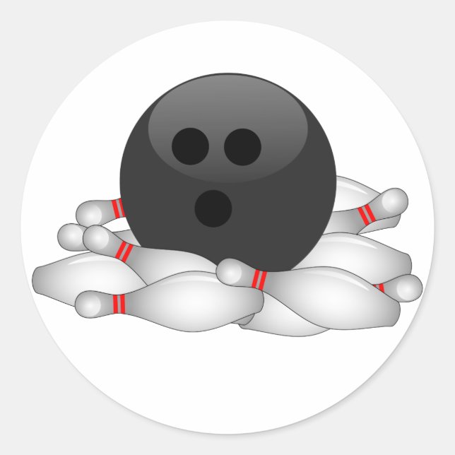 Sticker Rond Boule De Bowling Et Pins (Devant)
