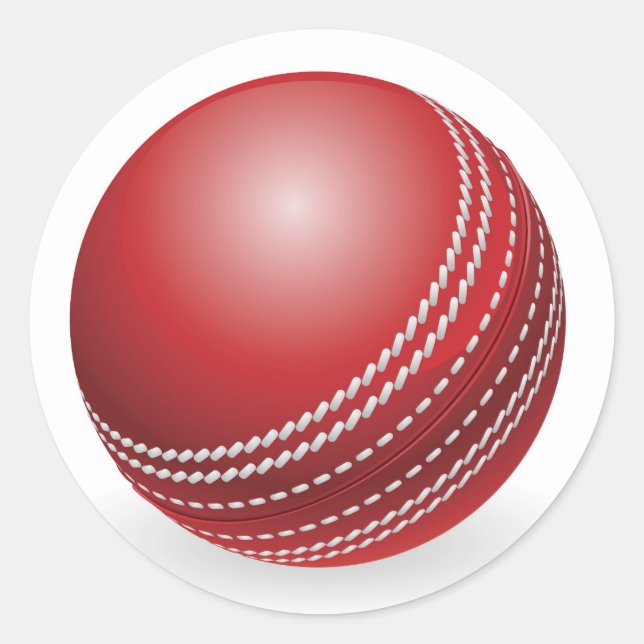 Sticker Rond Boule de cricket traditionnel rouge brillant (Devant)