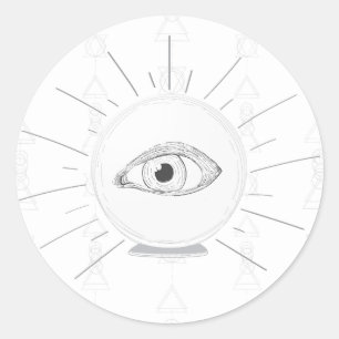 Sticker Rond Boule de cristal ésotérique voyant de l'oeil de vo