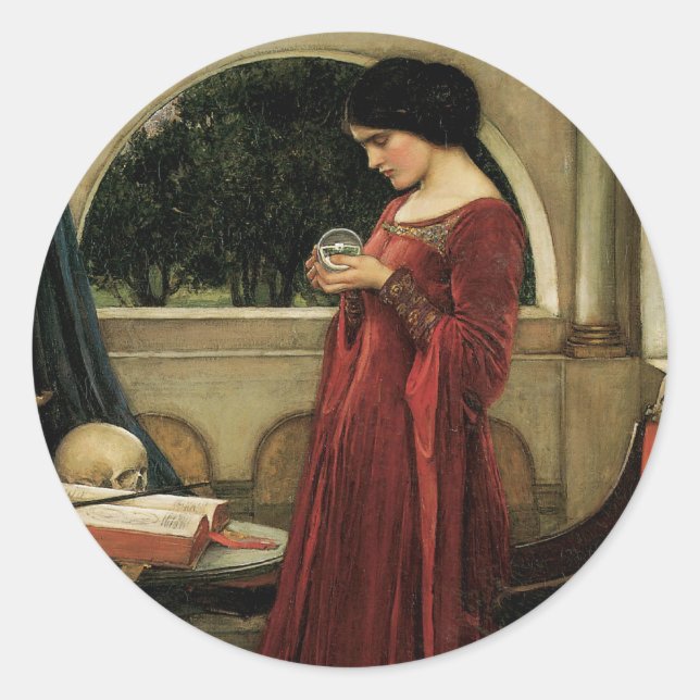 Sticker Rond Boule de cristal par John William Waterhouse (Devant)
