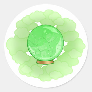 Sticker Rond Boule de cristal vert vif