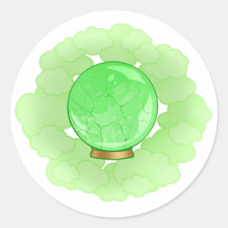 Sticker Rond Boule de cristal vert vif