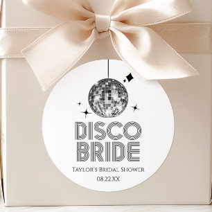 Sticker Rond Boule De Disco Argent Mariée De Disco Enterrement
