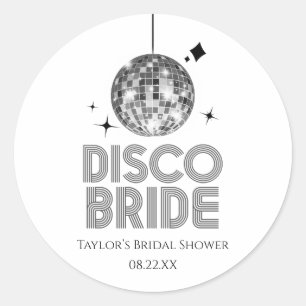 Sticker Rond Boule de disco argentée Mariée disco Enterrement d