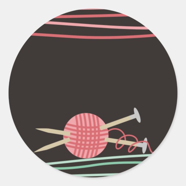 Sticker Rond boule de fil tricot artisanat emballage cadeau sti (Devant)