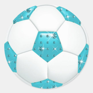 Sticker Rond Boule de football Aqua Gemstones Diamond