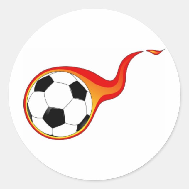 Sticker Rond Boule de football avec flammes (Devant)