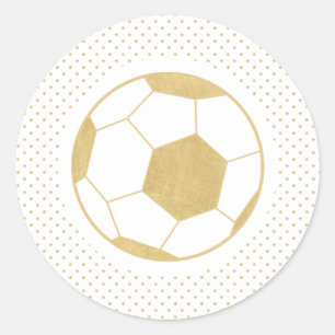 Sticker Rond Boule de football Or Blanc