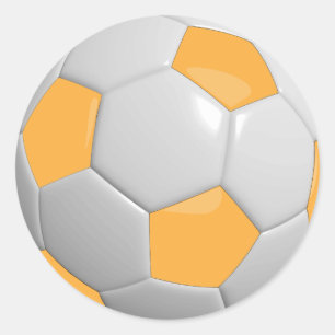 Sticker Rond Boule de football or et blanc