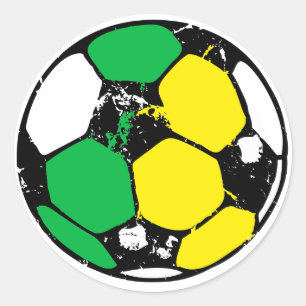 Sticker Rond Boule de football vert et jaune