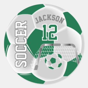 Sticker Rond Boule de football vert foncé et blanc