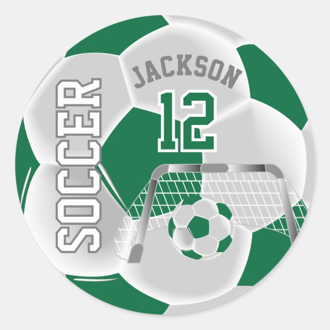 Sticker Rond Boule de football vert foncé et blanc (Devant)