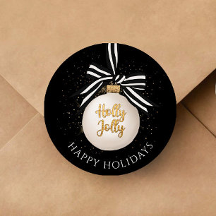 Sticker Rond Boule de Noël Elégante Joyeuses Fêtes