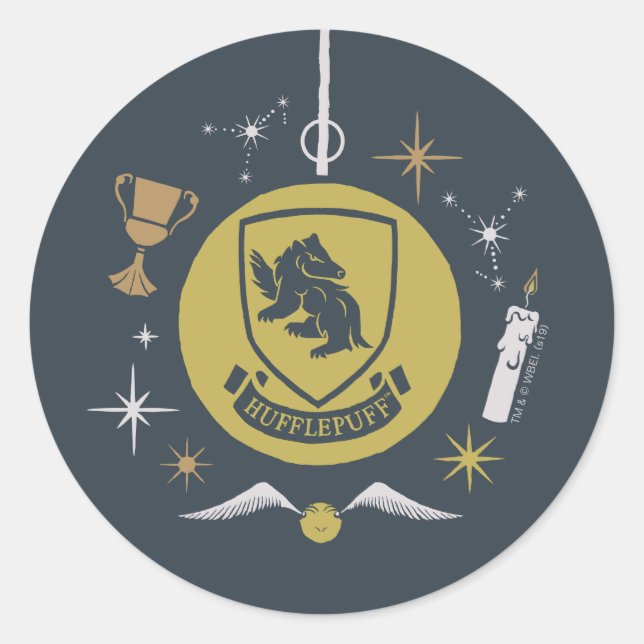 Sticker Rond Boule de Noël Graphique HUFFLEPUFF™ (Devant)
