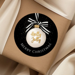 Sticker Rond Boule de Noël Joyeux Noël Noir