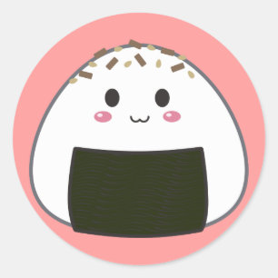 Sticker Rond Boule de riz Kawaii "Onigiri" avec Toppings