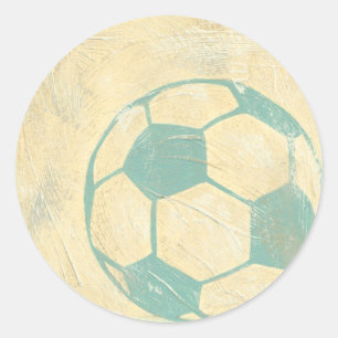Sticker Rond Boule de soccer bleu Pastel par Chariklia Zarris