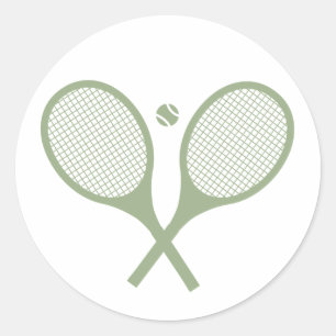 Sticker Rond Boule de tennis minimaliste Vert Sage