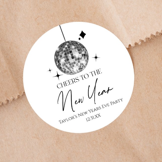 Sticker Rond Boule Disco Argent Soirée Soirée de Nouvel An (Créateur téléchargé)