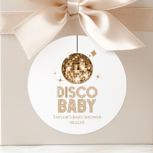 Sticker Rond Boule disco dorée 'Disco Baby' Baby Shower