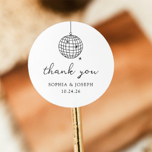 Sticker Rond Boule Disco Minimaliste   Mariage noir et blanc