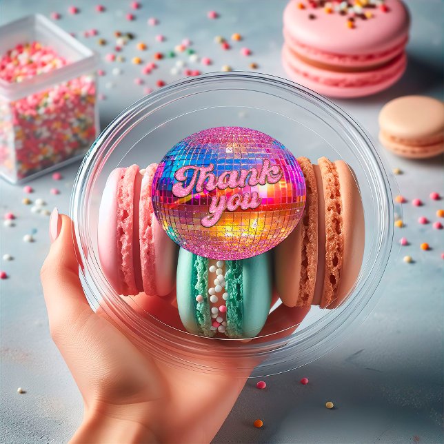 Sticker Rond Boule Disco super Hot Pink Parties scintillant Mer (Créateur téléchargé)