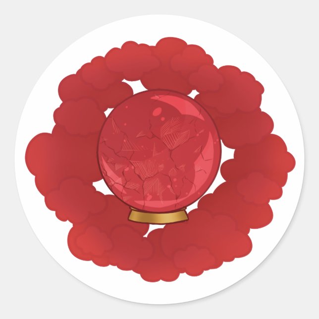 Sticker Rond Boule en cristal recouvert de rouge rubis (Devant)