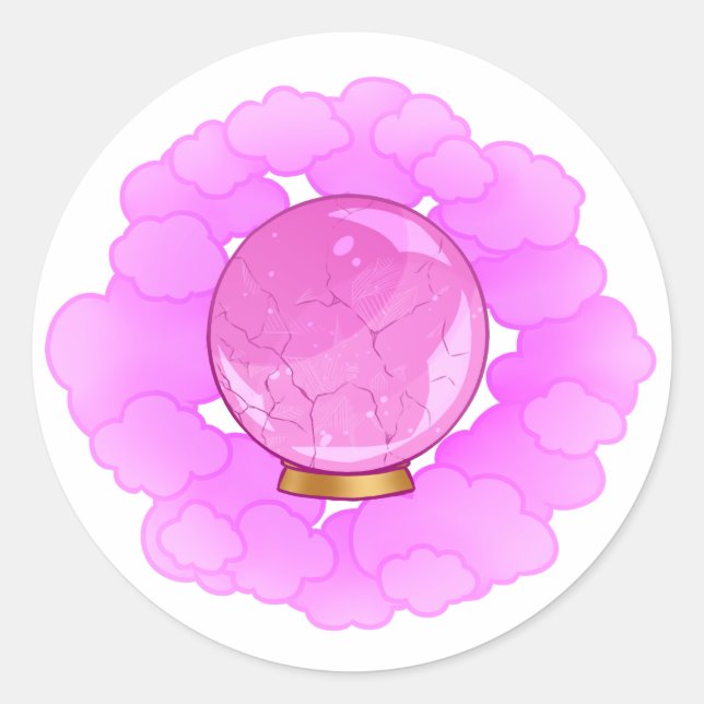 Sticker Rond Boule en cristal rose brillant (Devant)