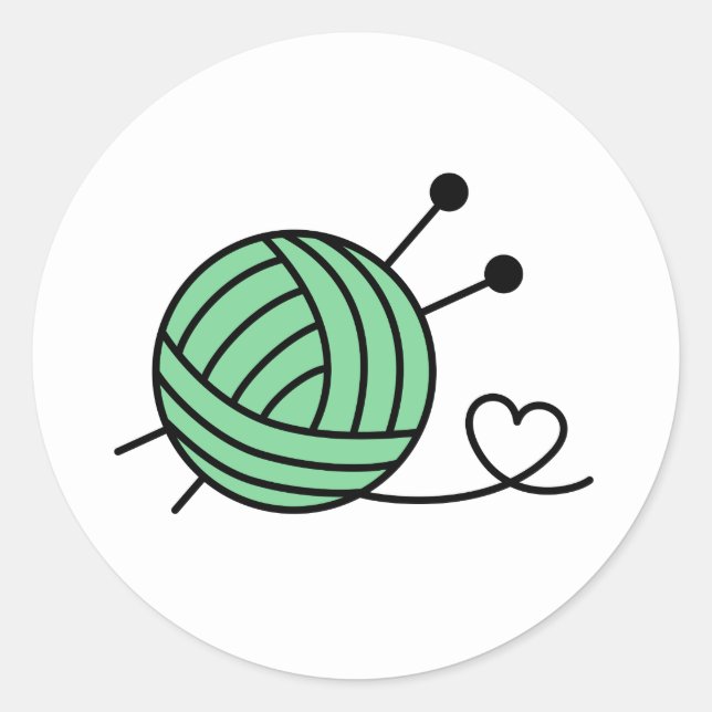 Sticker Rond Boule en Tricot - Couleur personnalisée (Devant)