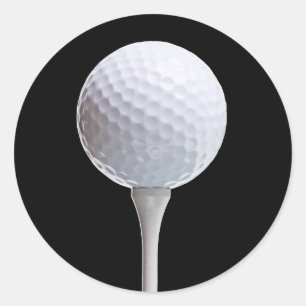 Sticker Rond Boule et pièce en t de golf sur le noir - modèle