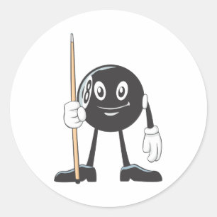 Sticker Rond Boule heureuse du billard huit
