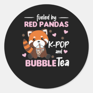 Sticker Rond Boule Thé Rouge Panda Chocolat Animaux mignons Bob