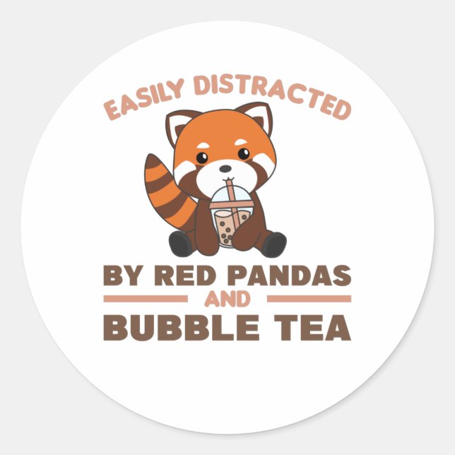 Sticker Rond Boule Thé Rouge Panda Chocolat Animaux mignons Bob (Devant)