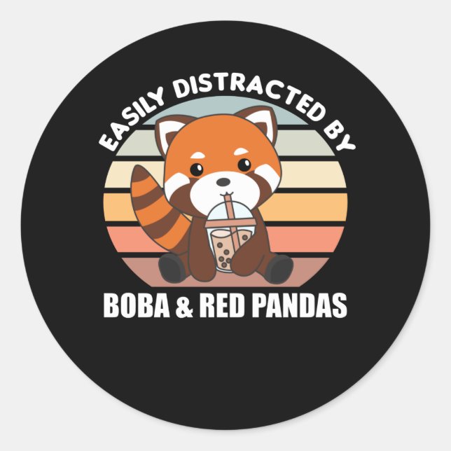 Sticker Rond Boule Thé Rouge Panda Chocolat Animaux mignons Bob (Devant)
