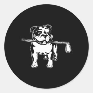 Sticker Rond Bouledogue anglais avec clubs de golf Propriétaire