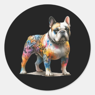Sticker Rond bouledogue et graffiti