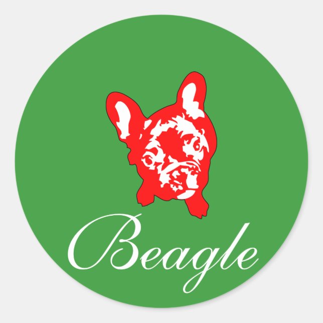 Sticker Rond Bouledogue français assis (Devant)