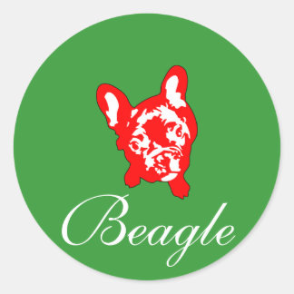 Sticker Rond Bouledogue français assis