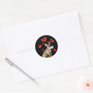 Sticker Rond Bouledogue français Bonne année Cœur
