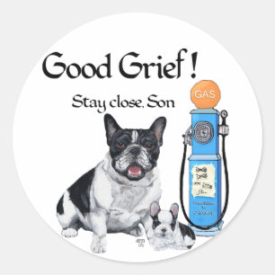 Sticker Rond Bouledogue Français & Chiot - Prix du Carburant
