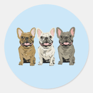 Sticker Rond Bouledogue français crème