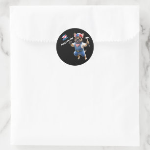Sticker Rond Bouledogue français Fête du Travail Bouledogue Fra